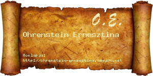 Ohrenstein Ernesztina névjegykártya